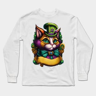 Cat Mardi Gras Long Sleeve T-Shirt